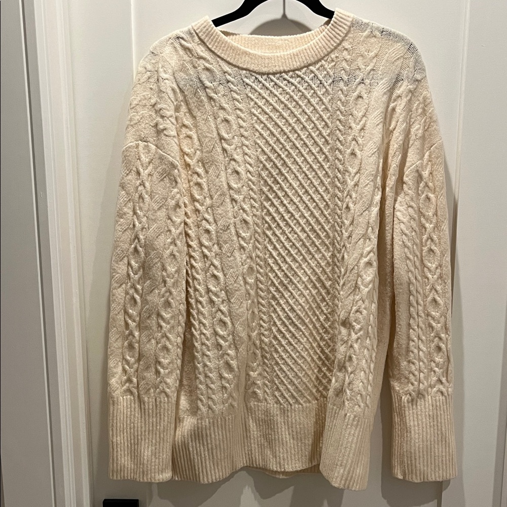 a new day Cable Knit Crewneck Tunic Sweater in Cream